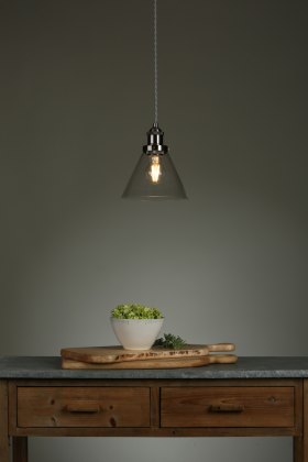 Laura Ashley - Isaac Pendant Satin Nickel Glass