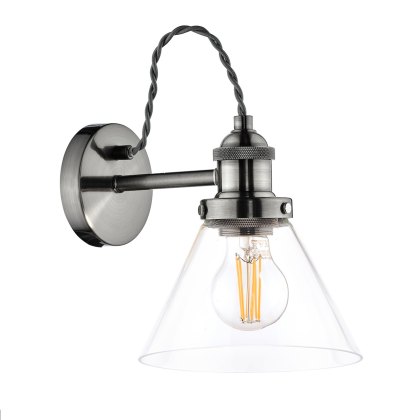 Laura Ashley - Isaac Wall Light Satin Nickel Glass Laura Ashley - Isaac Wall Light Satin Nickel Glass