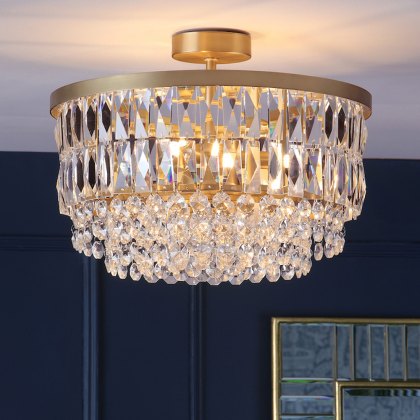 Laura Ashley - Rhosill 3 Light Semi Flush (Antique Brass and Glass)