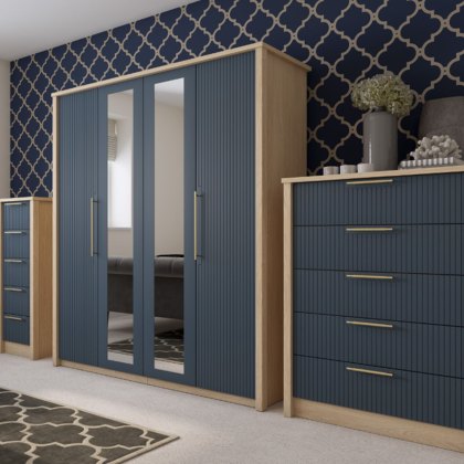 Exeter - Tall Four Door Wardrobe with Two Mirrors (Soft Close)