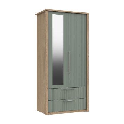 Exeter - Two Door Wardrobe with Drawers and Mirror (Soft Close)