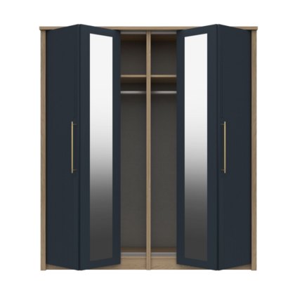 Exeter - Four Door Bifold Wardrobe with Two Mirrors (Soft Close)