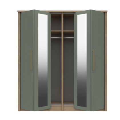 Exeter - Four Door Bifold Wardrobe with Two Mirrors (Soft Close) Exeter - Four Door Bifold Wardrobe with Two Mirrors (Soft Close)