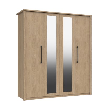 Newquay - Four Door Wardrobe with Two Mirrors (Soft Close)