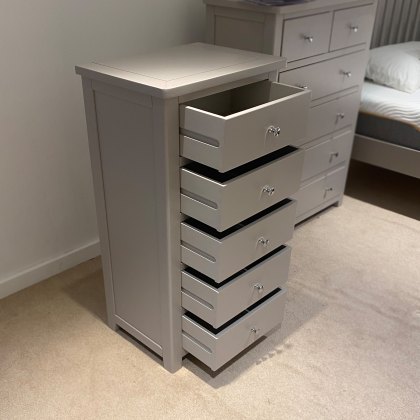 Hartford Bedroom - Painted 5 Drawer Narrow Chest (Grey)