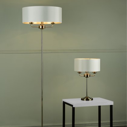 Laura Ashley - Hemsley Floor Lamp Antique Brass and Ivory With Shade