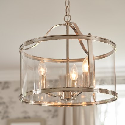 Laura Ashley - Harrington 3lt Pendant Polished Nickel Glass Laura Ashley - Harrington 3lt Pendant Polished Nickel Glass
