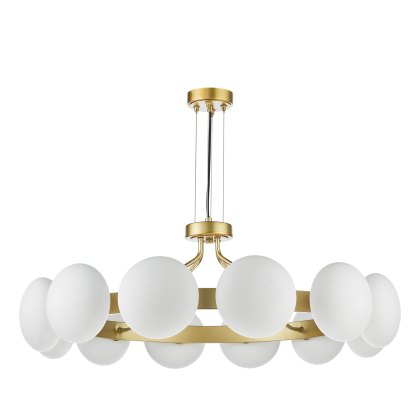 Dar - Tauri 12 Light Pendant Matt Gold and Opal Glass Dar - Tauri 12 Light Pendant Matt Gold and Opal Glass