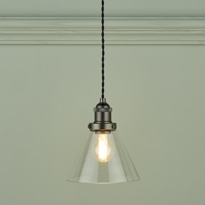 Laura Ashley - Isaac Pendant Industrial Nickel Glass Laura Ashley - Isaac Pendant Industrial Nickel Glass
