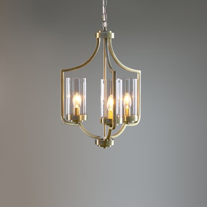 Laura Ashley - Joseph 3lt Chandelier Antique Brass Glass Laura Ashley - Joseph 3lt Chandelier Antique Brass Glass