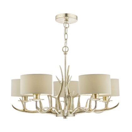 Laura Ashley - Mulroy 5lt Antler Chandelier Champagne With Shades Laura Ashley - Mulroy 5lt Antler Chandelier Champagne With Shades