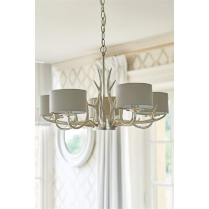Laura Ashley - Mulroy 5lt Antler Chandelier Champagne With Shades Laura Ashley - Mulroy 5lt Antler Chandelier Champagne With Shades