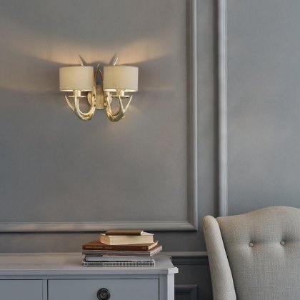 Laura Ashley - Mulroy Antler 2lt Wall Light Champagne With Shades Laura Ashley - Mulroy Antler 2lt Wall Light Champagne With Shades