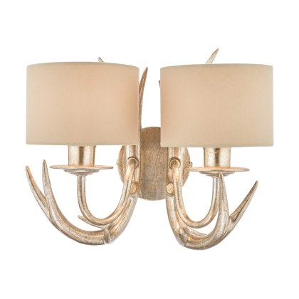 Laura Ashley - Mulroy Antler 2lt Wall Light Champagne With Shades Laura Ashley - Mulroy Antler 2lt Wall Light Champagne With Shades