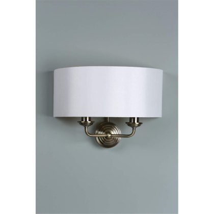 Laura Ashley - Sorrento 2lt Wall Light Antique Brass With Ivory Shade