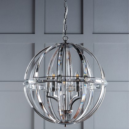 Laura Ashley - Aidan 5lt Pendant Glass Polished Chrome