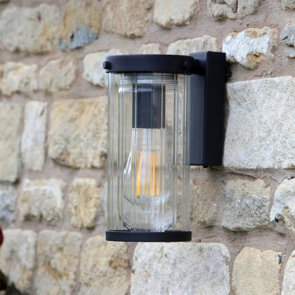 Laura Ashley - Arthur Outdoor Wall Light Matt Black Glass IP44