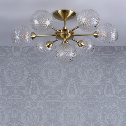 Laura Ashley - Atherton 7lt Semi Flush Satin Brass Glass