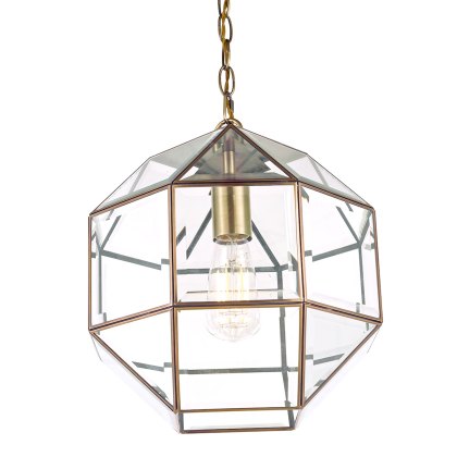 Laura Ashley - Clayton Pendant Antique Brass Glass