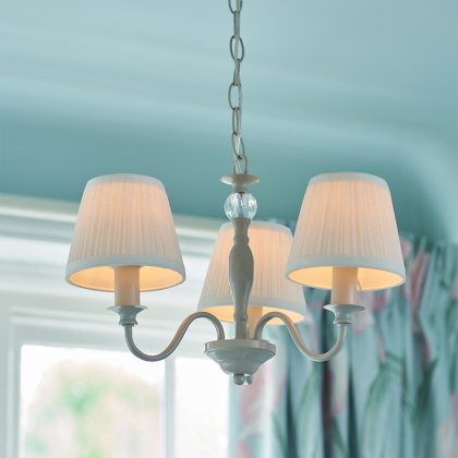 Laura Ashley - Ellis 3lt Pendant Ivory With Shades