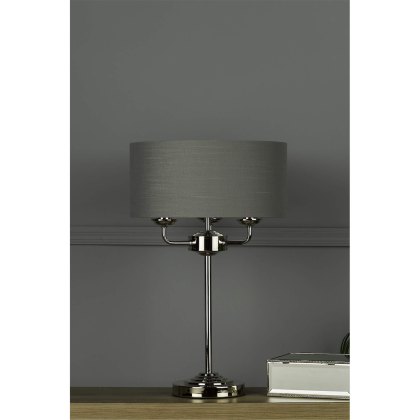 Laura Ashley - Sorrento 3lt Table Lamp Polished Nickel With Charcoal Shade