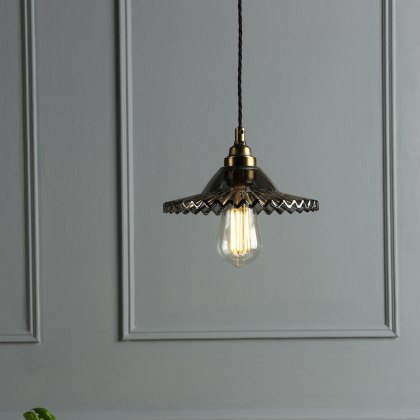 Laura Ashley - Pippa Pendant Aged Brass Smoked Glass