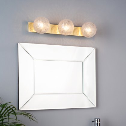 Laura Ashley - Prague 3 Light Bathroom Wall Light Satin Brass Glass IP44 Laura Ashley - Prague 3 Light Bathroom Wall Light Satin Brass Glass IP44