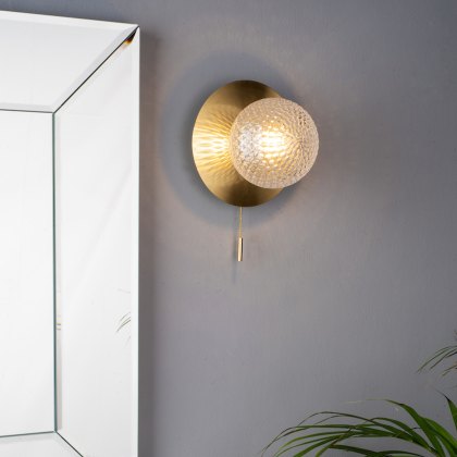 Laura Ashley - Prague Bathroom Wall Light Glass Satin Brass IP44 Laura Ashley - Prague Bathroom Wall Light Glass Satin Brass IP44