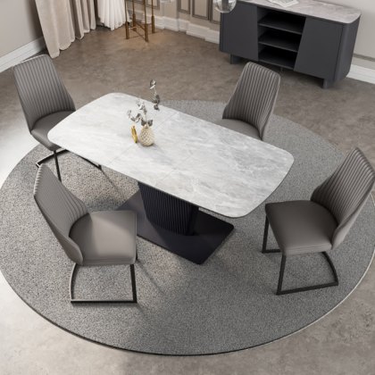 Florence - Large Extending Dining Table (Light Grey Ceramic) Florence - Large Extending Dining Table (Light Grey Ceramic)