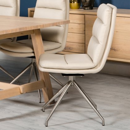 Nobo Swivel - Chair (Brushed Steel and Taupe Faux Leather) Nobo Swivel - Chair (Brushed Steel and Taupe Faux Leather)