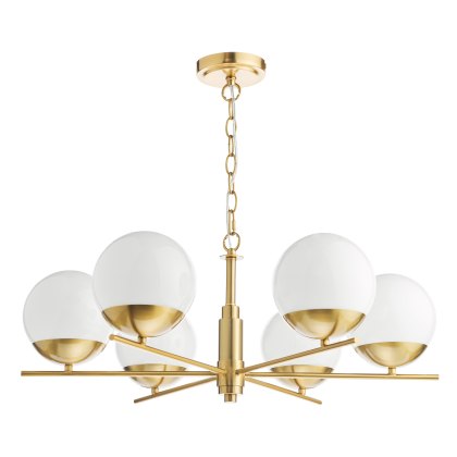 Dar - Bombazine 6 Light Pendant Natural Brass and Opal Glass Dar - Bombazine 6 Light Pendant Natural Brass and Opal Glass