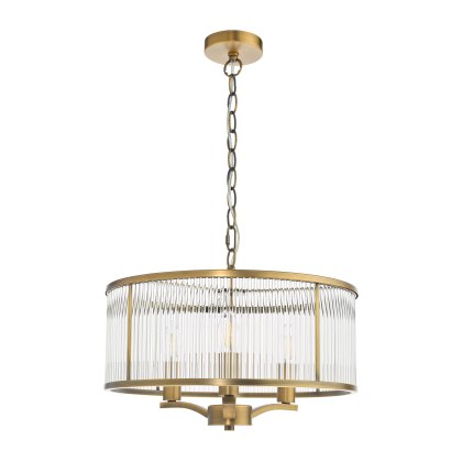 Dar - Evelyn 3 Light Pendant Antique Bronze and Glass Dar - Evelyn 3 Light Pendant Antique Bronze and Glass