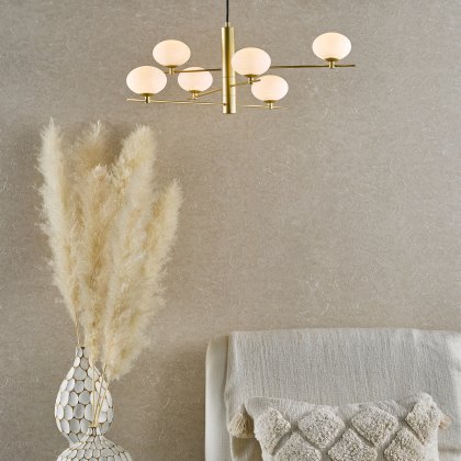 Dar - Jasper 6 Light Pendant Painted Gold Opal Glass Dar - Jasper 6 Light Pendant Painted Gold Opal Glass