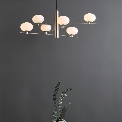 Dar - Jasper 6 Light Pendant Satin and Nickel Dar - Jasper 6 Light Pendant Satin and Nickel