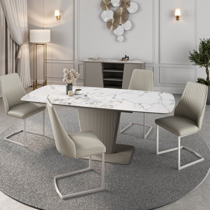 Castello - Dining Chair (Light Grey Faux Leather) Castello - Dining Chair (Light Grey Faux Leather)