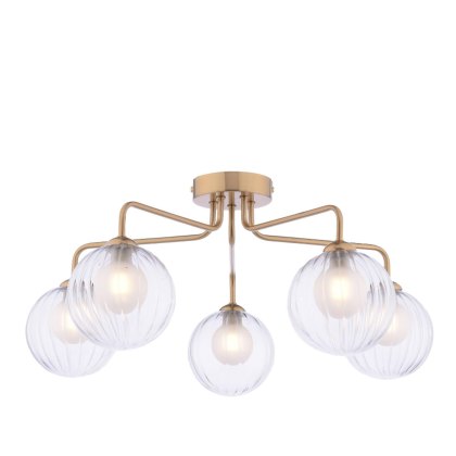 Dar - Feya 5 Light Semi-Flush (Antique Bronze With Opal Glass) Dar - Feya 5 Light Semi-Flush (Antique Bronze With Opal Glass)