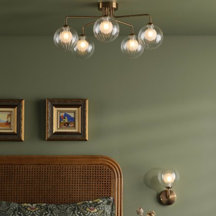 Dar - Feya 5 Light Semi-Flush (Antique Bronze With Opal Glass) Dar - Feya 5 Light Semi-Flush (Antique Bronze With Opal Glass)