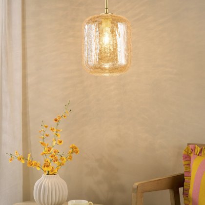 Dar - Tavia Pendant (Satin Gold and Amber Glass) Dar - Tavia Pendant (Satin Gold and Amber Glass)