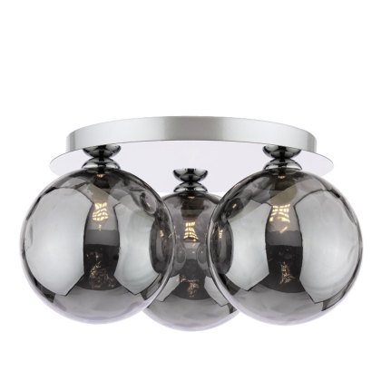 Dar - Foley 3 Light Ceiling Light (Polished Chrome With Smoked Dimpled Glass) Dar - Foley 3 Light Ceiling Light (Polished Chrome With Smoked Dimpled Glass)