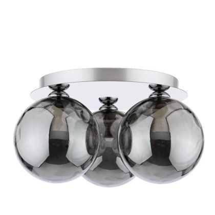 Dar - Foley 3 Light Ceiling Light (Polished Chrome With Smoked Dimpled Glass) Dar - Foley 3 Light Ceiling Light (Polished Chrome With Smoked Dimpled Glass)