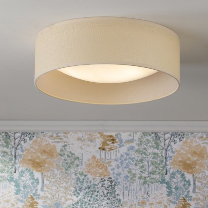 Laura Ashley - Buckenham 2 Light Flush Rattan Shade with Diffuser Laura Ashley - Buckenham 2 Light Flush Rattan Shade with Diffuser