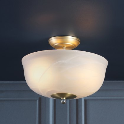 Laura Ashley - Cossington Ceiling Light (Matt Antique Brass and White Marble Effect Glass) Laura Ashley - Cossington Ceiling Light (Matt Antique Brass and White Marble Effect Glass)