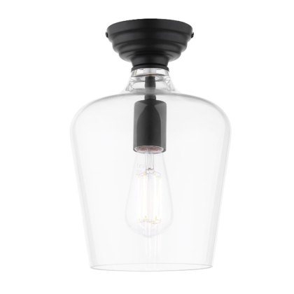 Laura Ashley - Ockley Semi-Flush Ceiling Light (Black and Glass) Laura Ashley - Ockley Semi-Flush Ceiling Light (Black and Glass)