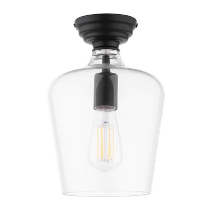 Laura Ashley - Ockley Semi-Flush Ceiling Light (Black and Glass) Laura Ashley - Ockley Semi-Flush Ceiling Light (Black and Glass)