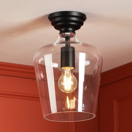Laura Ashley - Ockley Semi-Flush Ceiling Light (Black and Glass) Laura Ashley - Ockley Semi-Flush Ceiling Light (Black and Glass)
