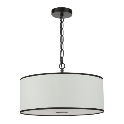 Dar Jemima - 3 Light Pendant White and Matt Black With Shade Dar Jemima - 3 Light Pendant White and Matt Black With Shade