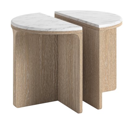 Bridgeport - Half Moon Nest Of Tables (Travertine Top) Bridgeport - Half Moon Nest Of Tables (Travertine Top)