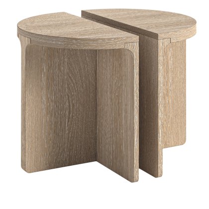 Bridgeport - Half Moon Nest Of Tables (Wooden Top) Bridgeport - Half Moon Nest Of Tables (Wooden Top)