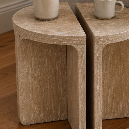 Bridgeport - Half Moon Nest Of Tables (Wooden Top) Bridgeport - Half Moon Nest Of Tables (Wooden Top)
