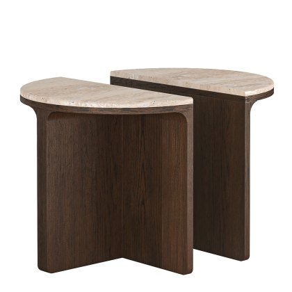 Vermont - Half Moon Nest Of Tables (Travertine Top) Vermont - Half Moon Nest Of Tables (Travertine Top)